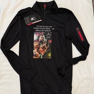 Custom Designed “Connor McGregor” Black Graphic Spyder Quarter-Zip Pullover-NWT
